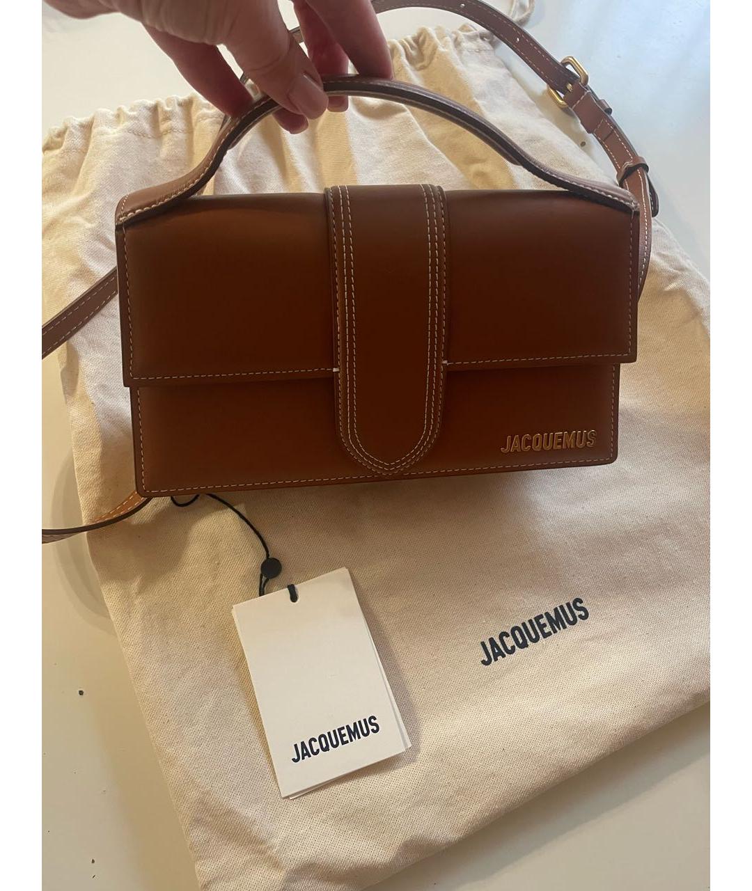 JACQUEMUS Коричневая кожаная сумка с короткими ручками, фото 2