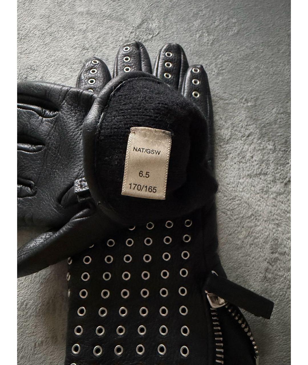 BURBERRY Черные кожаные перчатки, фото 4