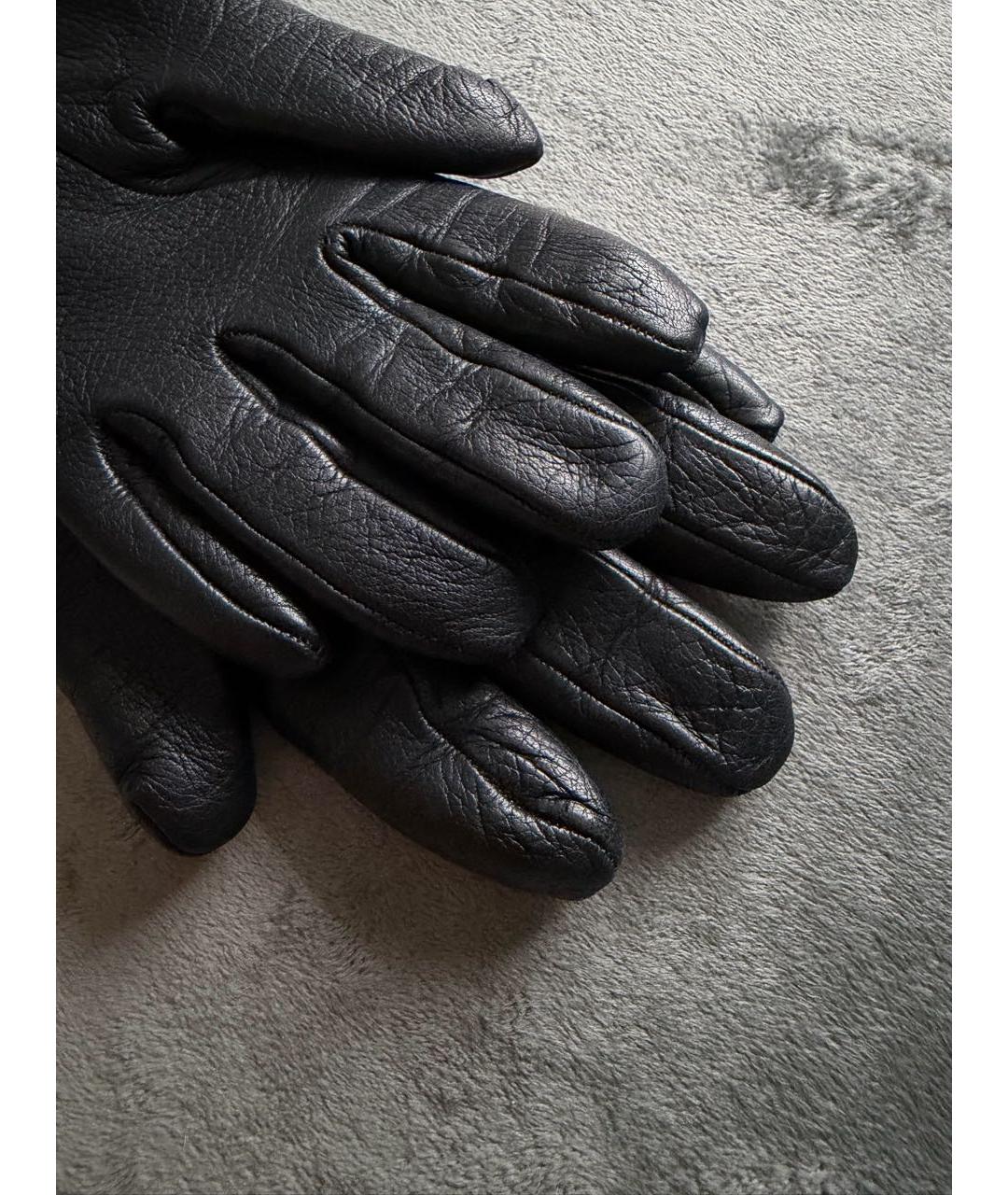 BURBERRY Черные кожаные перчатки, фото 5
