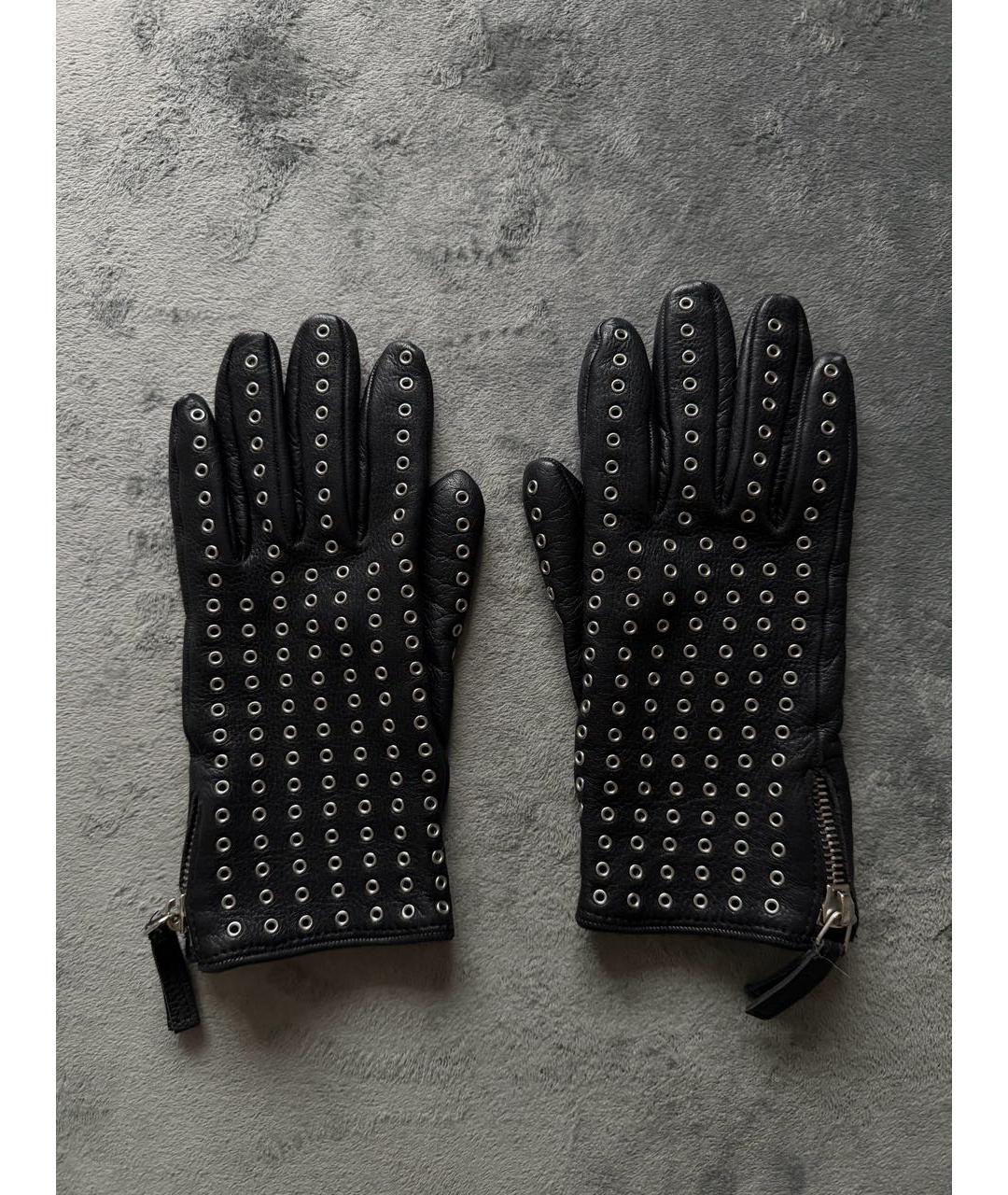 BURBERRY Черные кожаные перчатки, фото 6