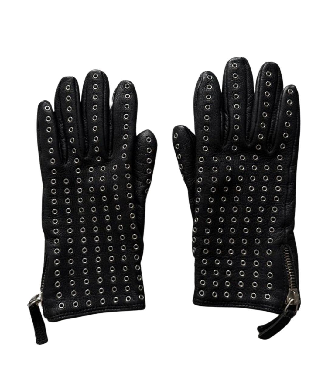 BURBERRY Черные кожаные перчатки, фото 1