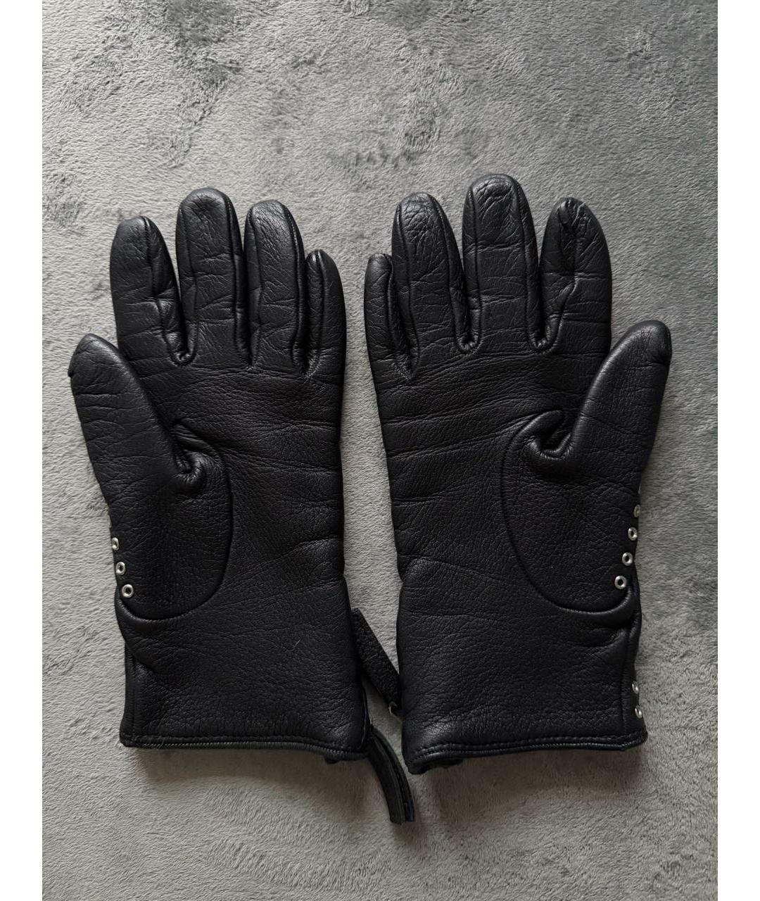 BURBERRY Черные кожаные перчатки, фото 2