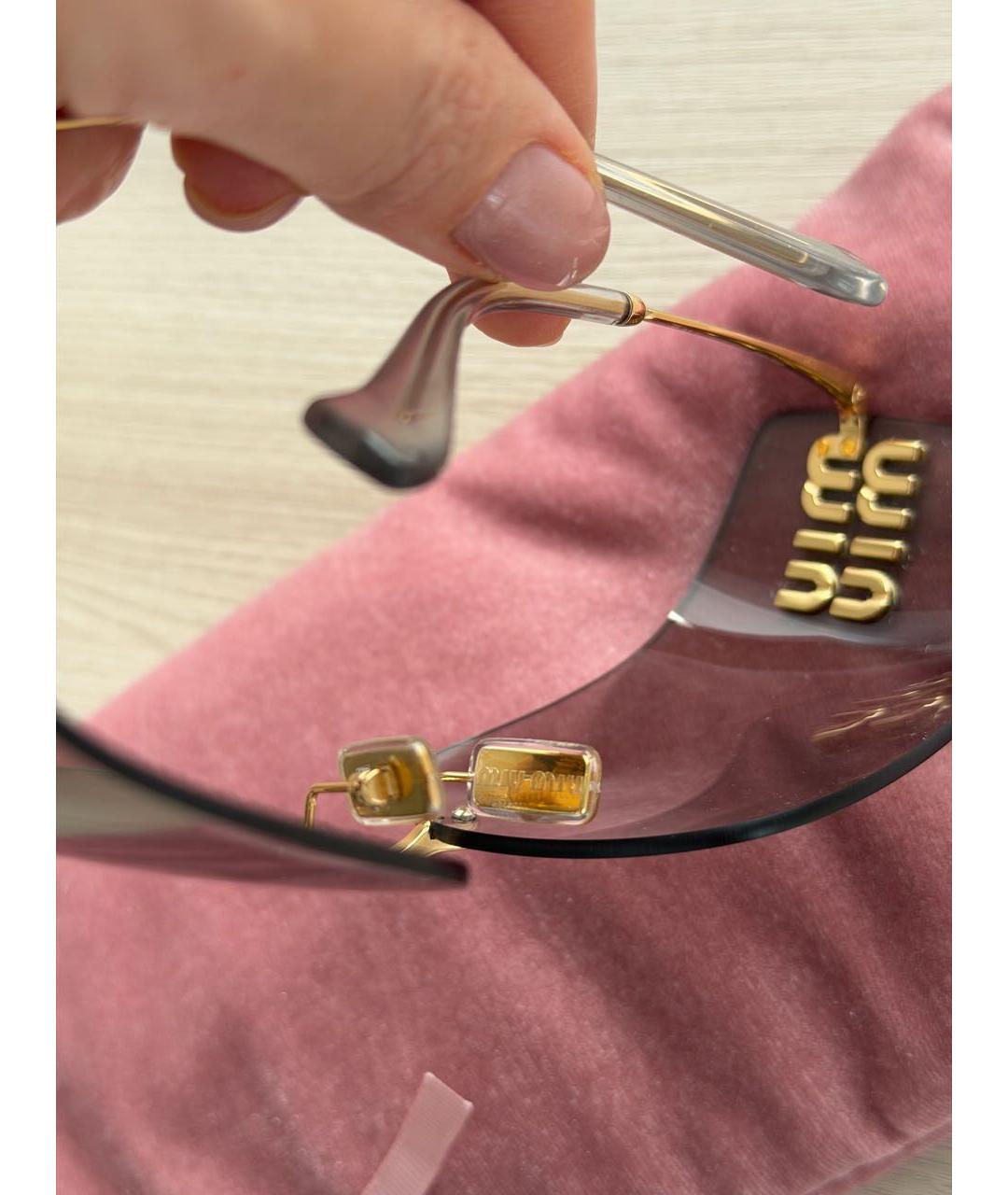 MIU MIU Золотые металлические солнцезащитные очки, фото 6