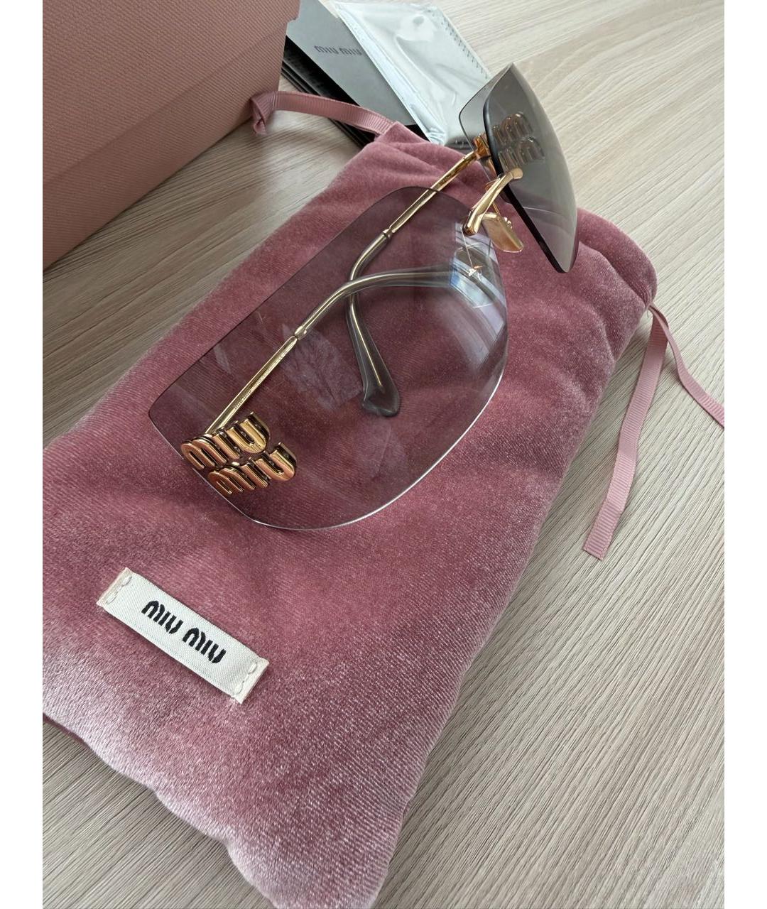 MIU MIU Золотые металлические солнцезащитные очки, фото 3