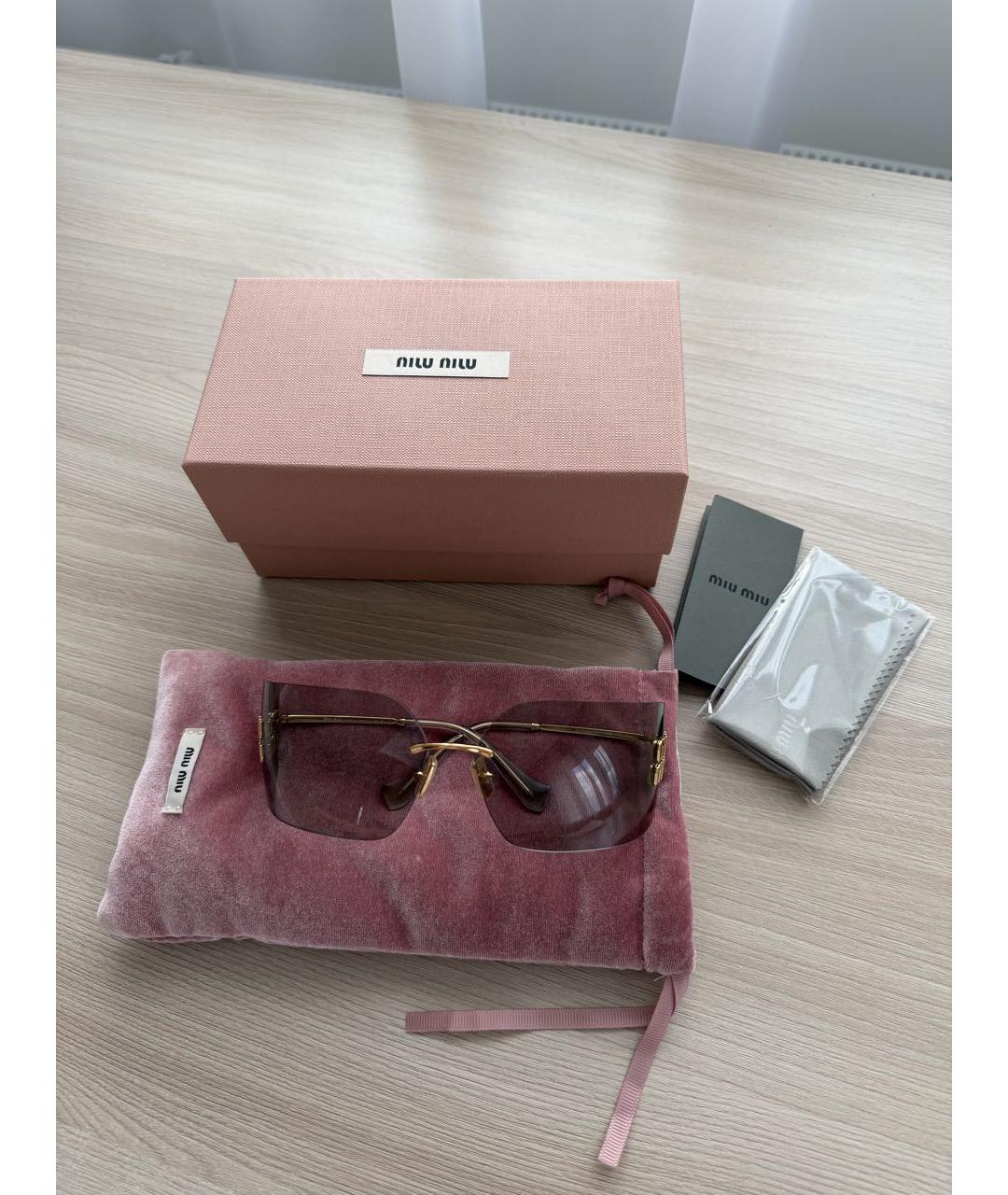 MIU MIU Золотые металлические солнцезащитные очки, фото 7