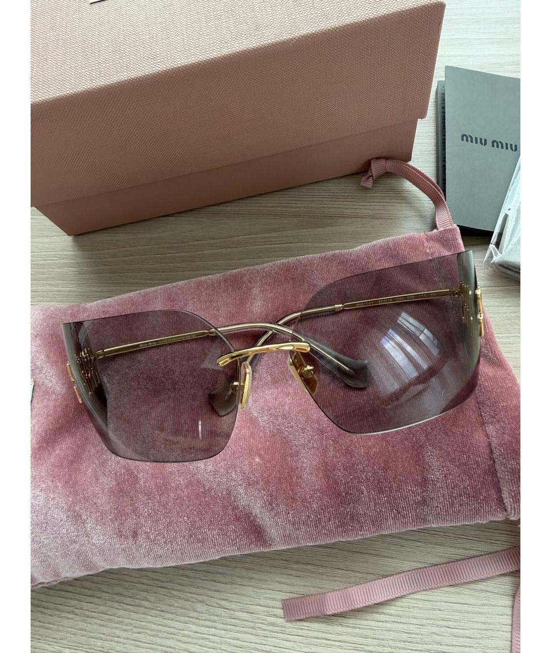 MIU MIU Золотые металлические солнцезащитные очки, фото 4