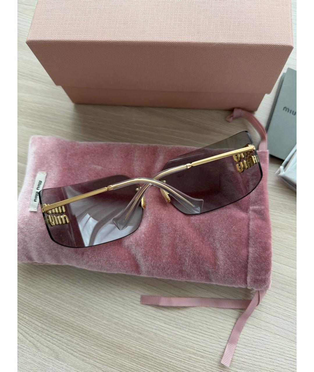 MIU MIU Золотые металлические солнцезащитные очки, фото 5