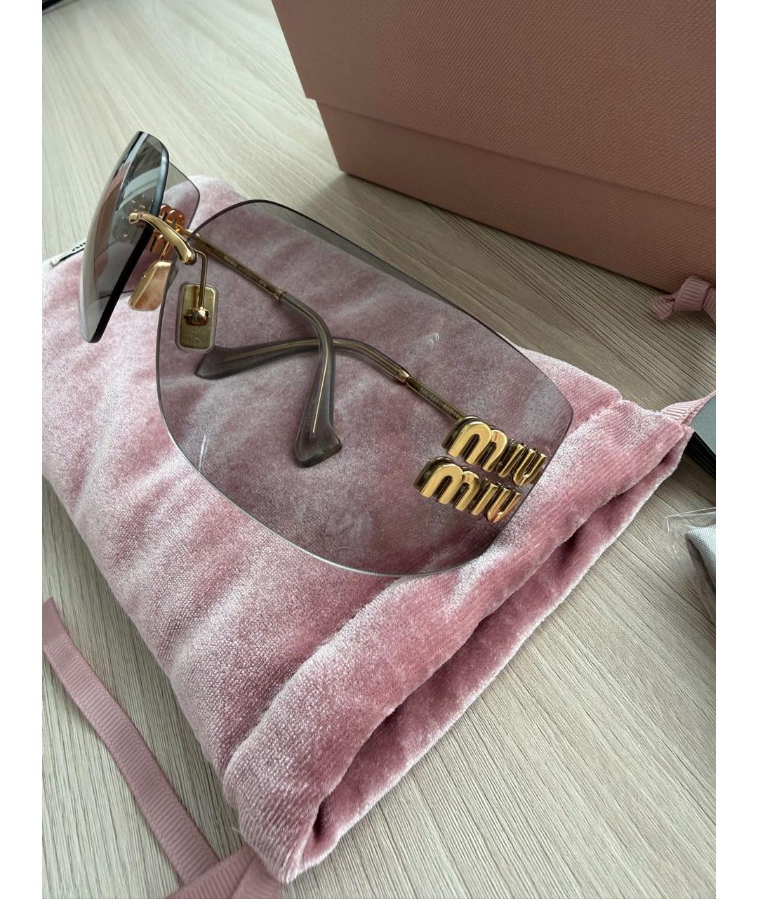 MIU MIU Золотые металлические солнцезащитные очки, фото 2