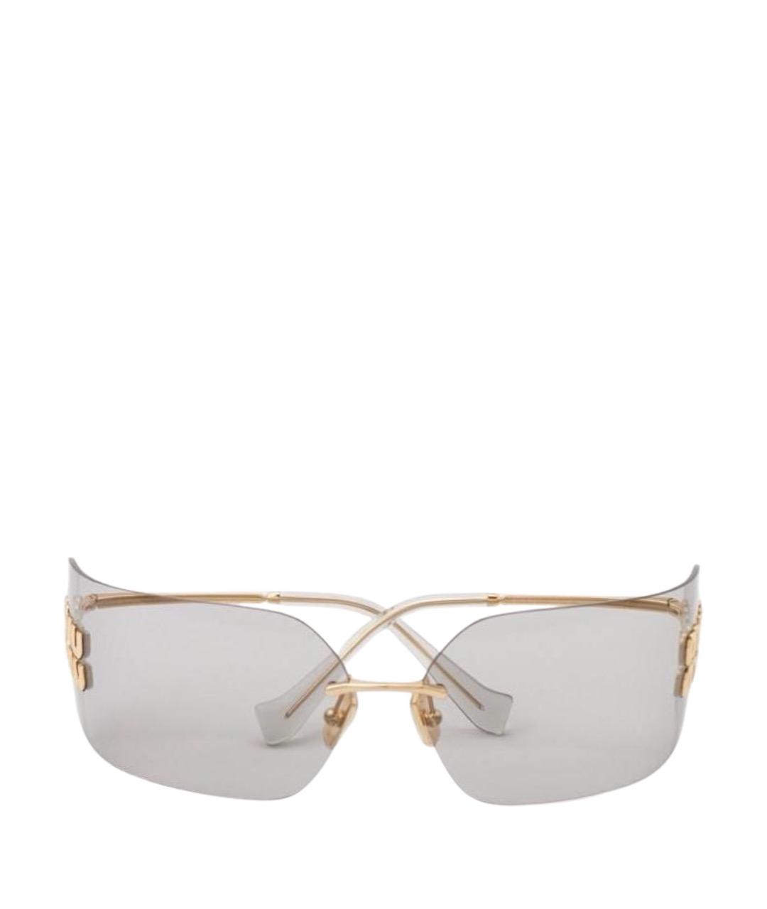 MIU MIU Золотые металлические солнцезащитные очки, фото 1