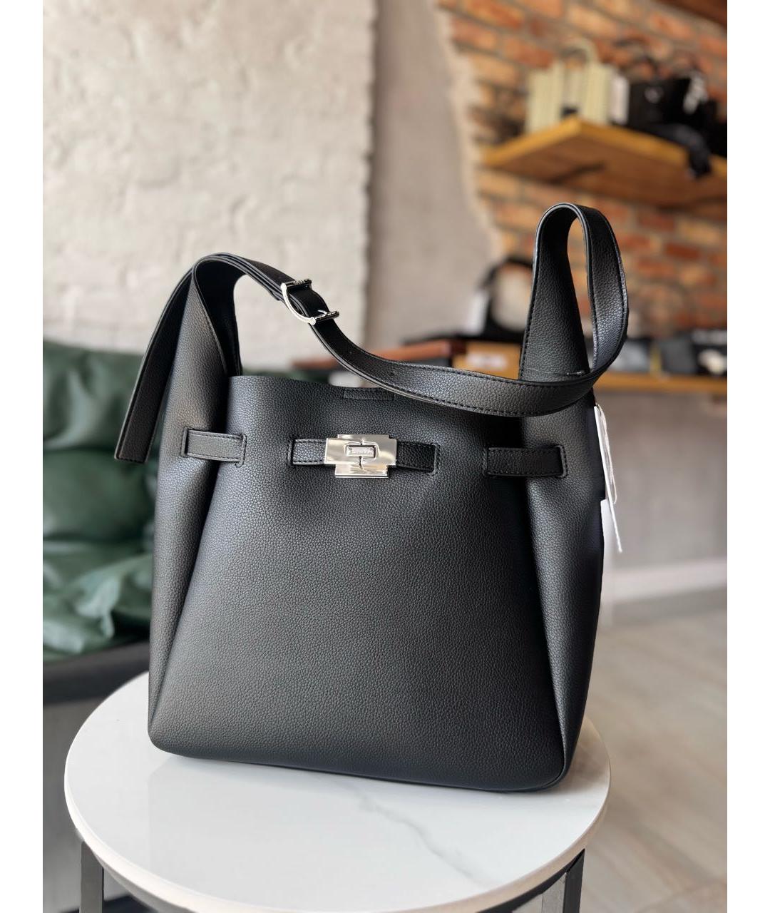 DKNY Черная кожаная сумка тоут, фото 5