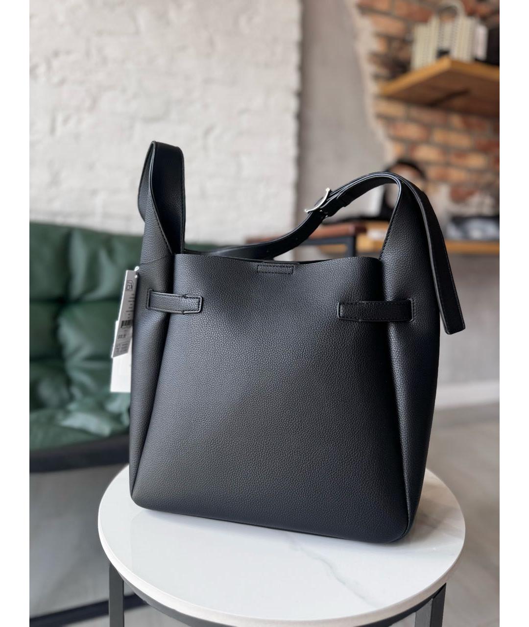 DKNY Черная кожаная сумка тоут, фото 3