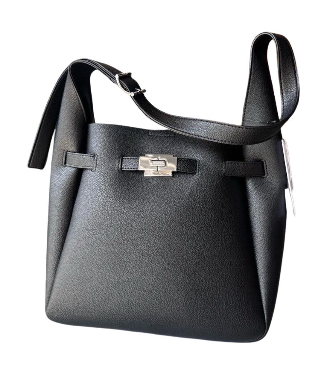 DKNY Черная кожаная сумка тоут, фото 1