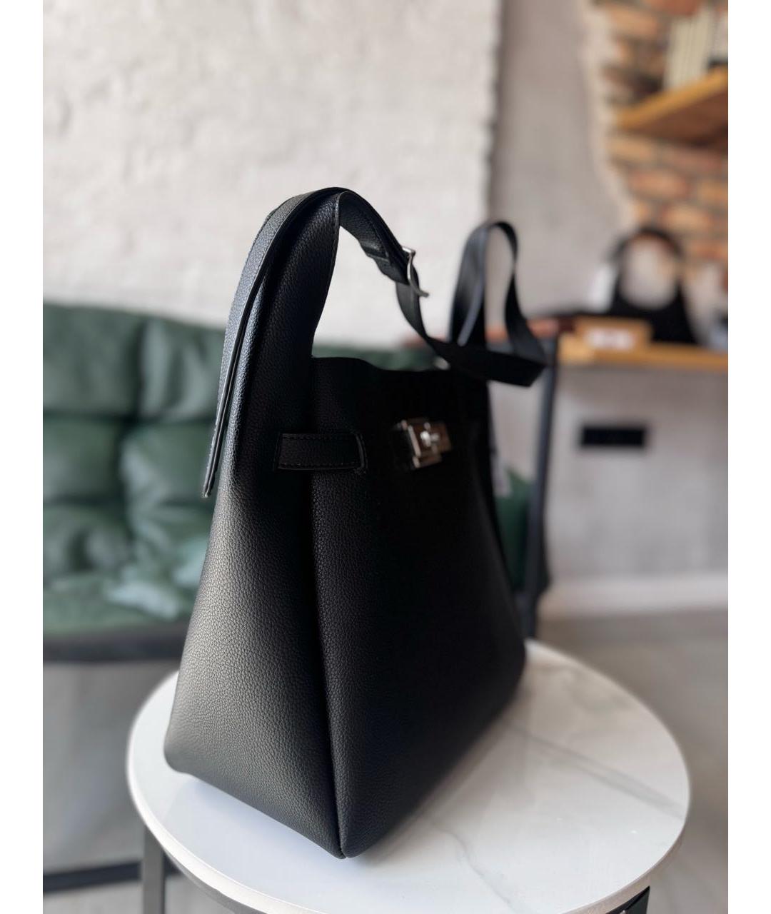 DKNY Черная кожаная сумка тоут, фото 2