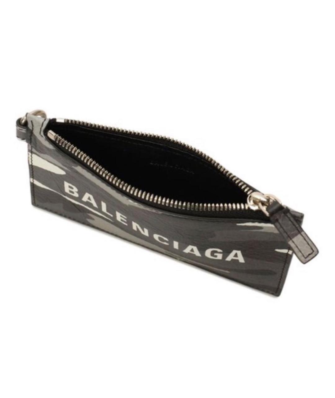 BALENCIAGA Антрацитовый кожаный кардхолдер, фото 2