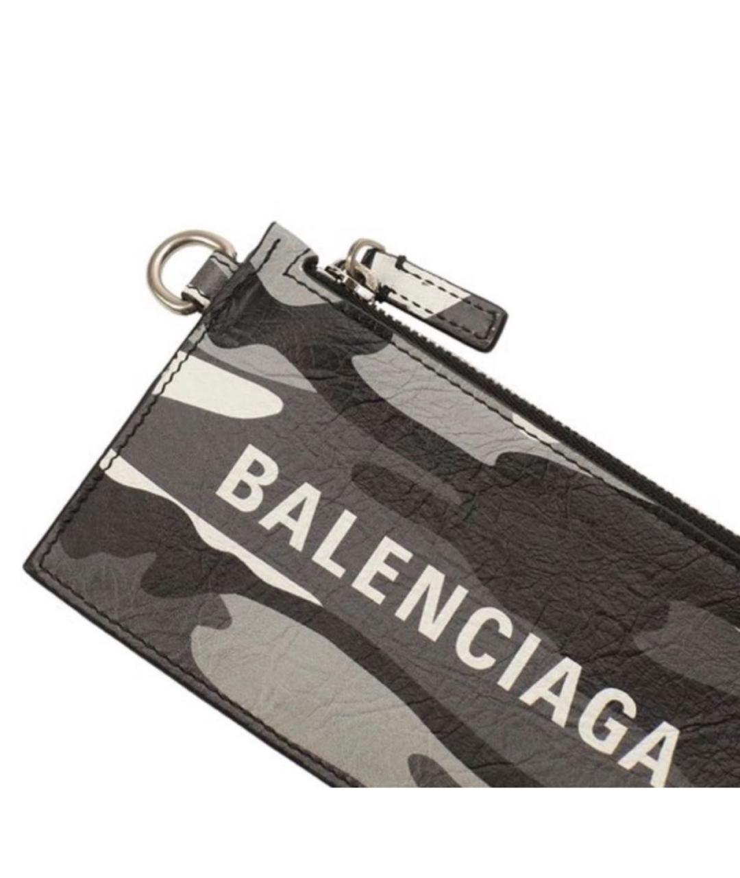 BALENCIAGA Антрацитовый кожаный кардхолдер, фото 3