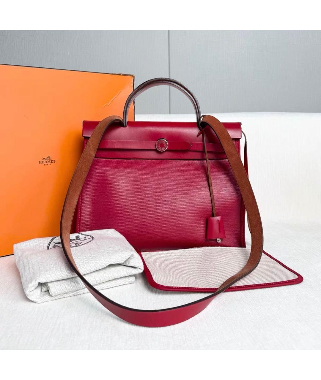 HERMES Бордовая тканевая сумка через плечо, фото 2