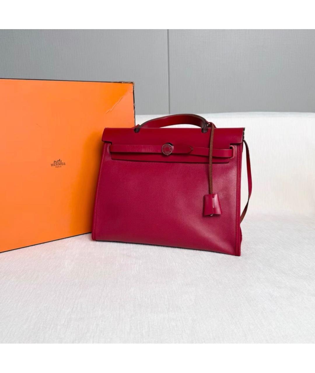 HERMES Бордовая тканевая сумка через плечо, фото 6