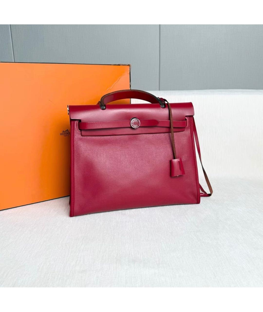 HERMES Бордовая тканевая сумка через плечо, фото 4