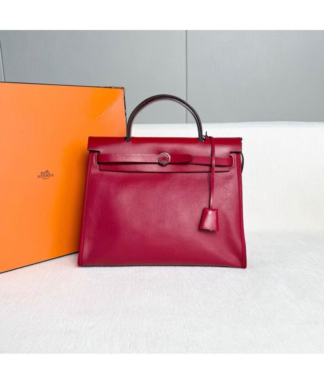 HERMES Бордовая тканевая сумка через плечо, фото 8