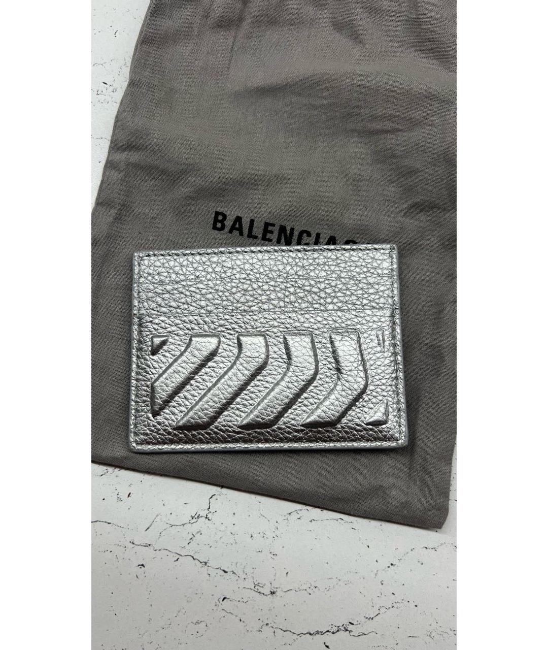 BALENCIAGA Серебряный кожаный кардхолдер, фото 5
