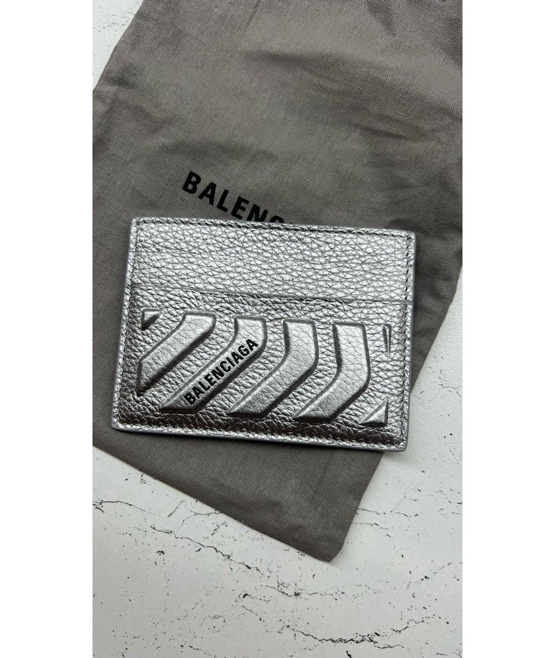 BALENCIAGA Серебряный кожаный кардхолдер, фото 2