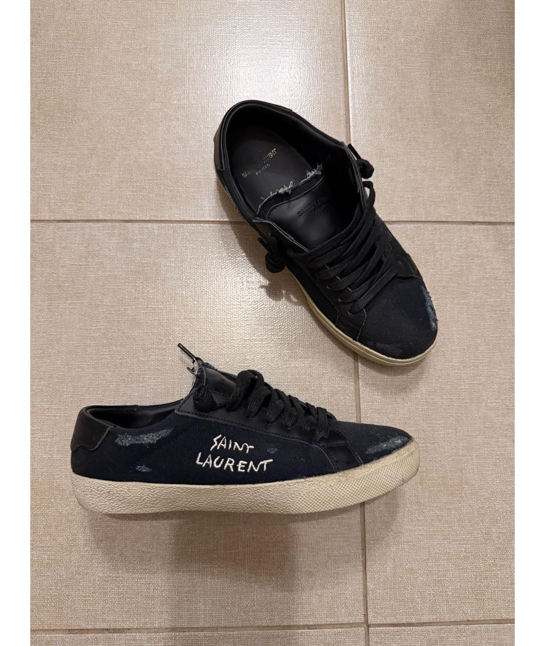 SAINT LAURENT Черные текстильные кеды, фото 5