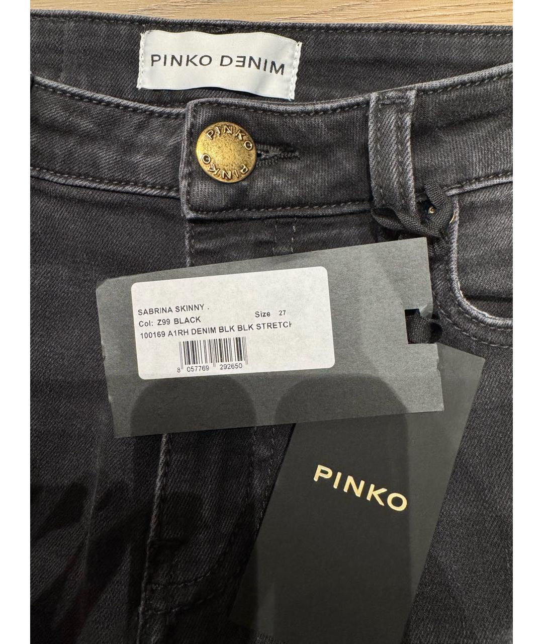 PINKO Черные хлопковые джинсы слим, фото 4