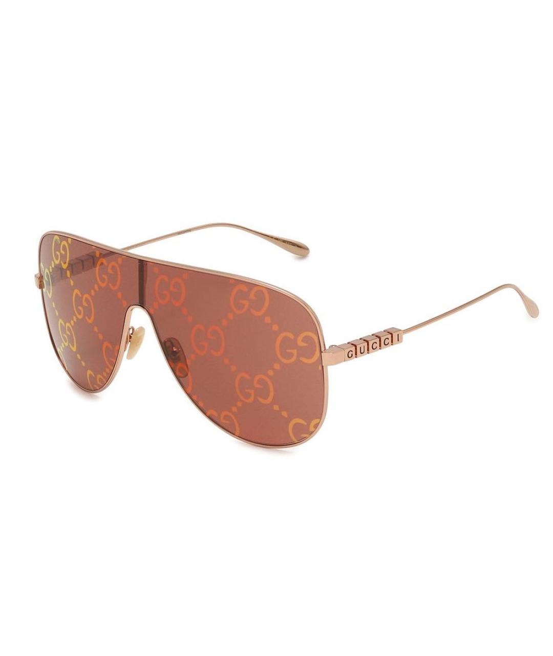 GUCCI Золотые металлические солнцезащитные очки, фото 6