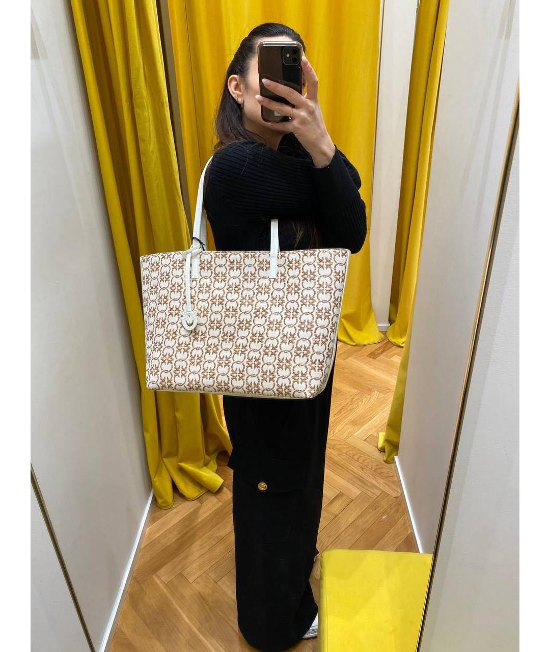 PINKO Бежевая сумка тоут, фото 7