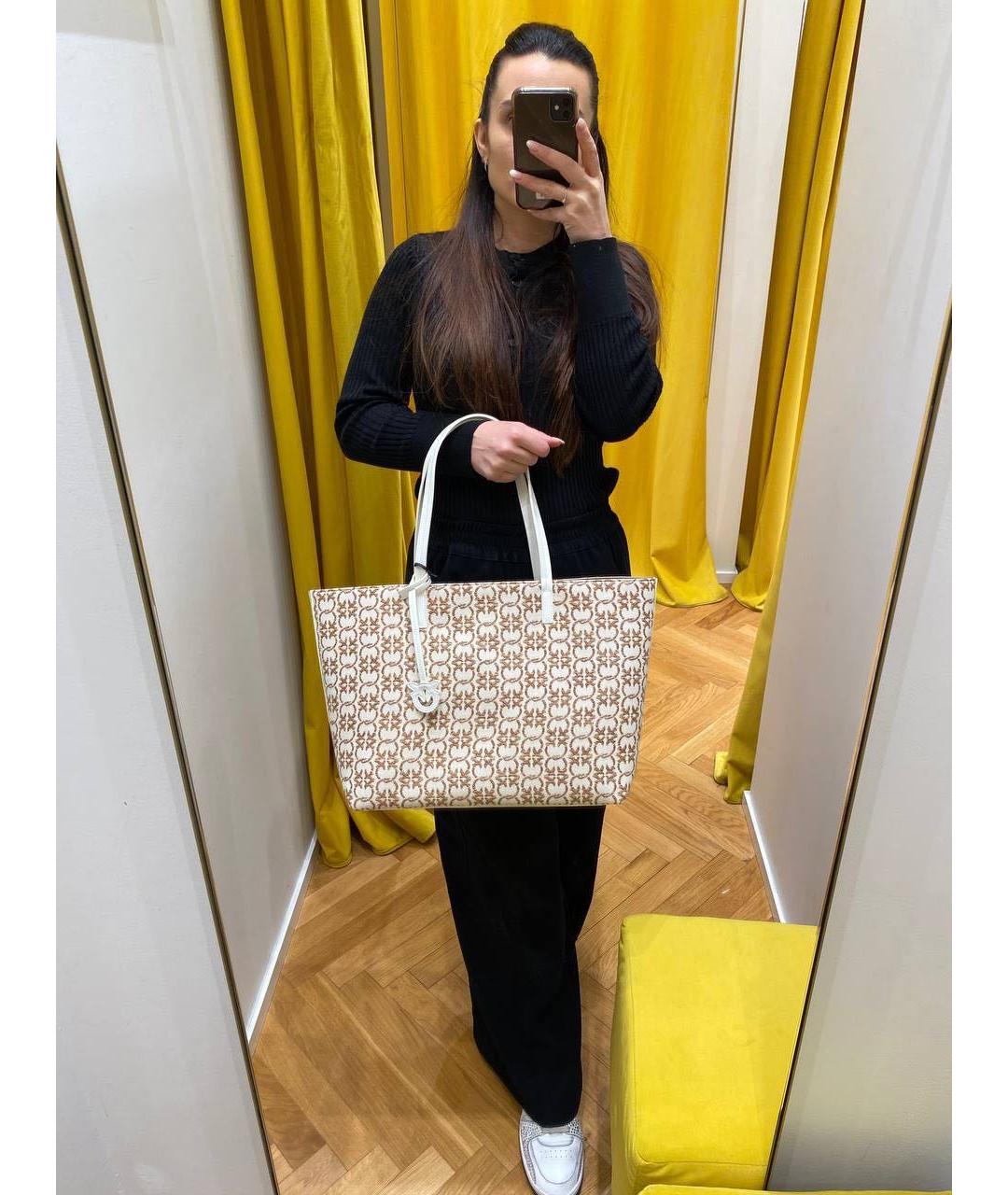 PINKO Бежевая сумка тоут, фото 8