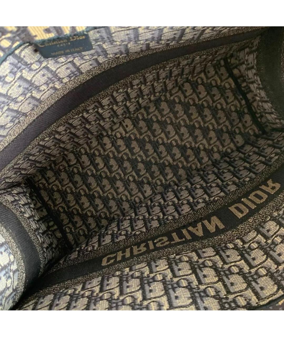 CHRISTIAN DIOR Темно-синяя жаккардовая сумка тоут, фото 7