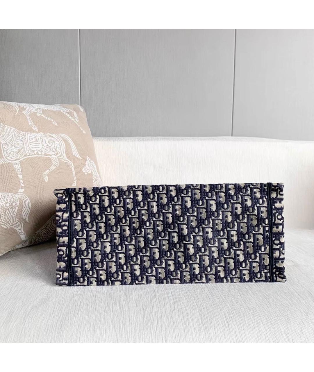 CHRISTIAN DIOR Темно-синяя жаккардовая сумка тоут, фото 5