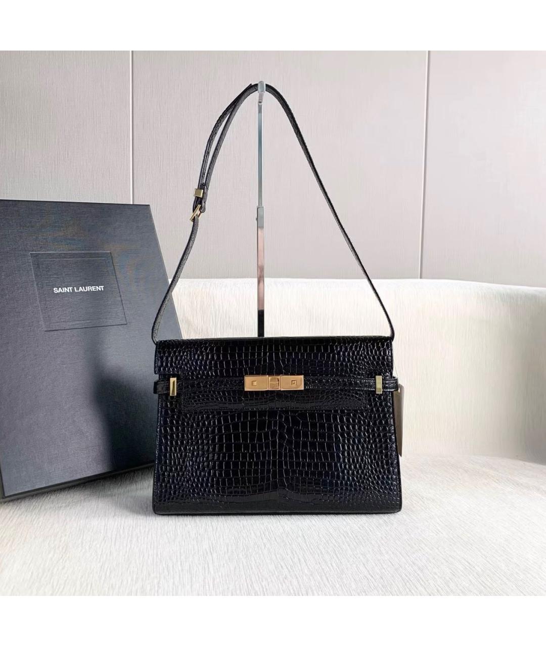 SAINT LAURENT Черная кожаная сумка через плечо, фото 8
