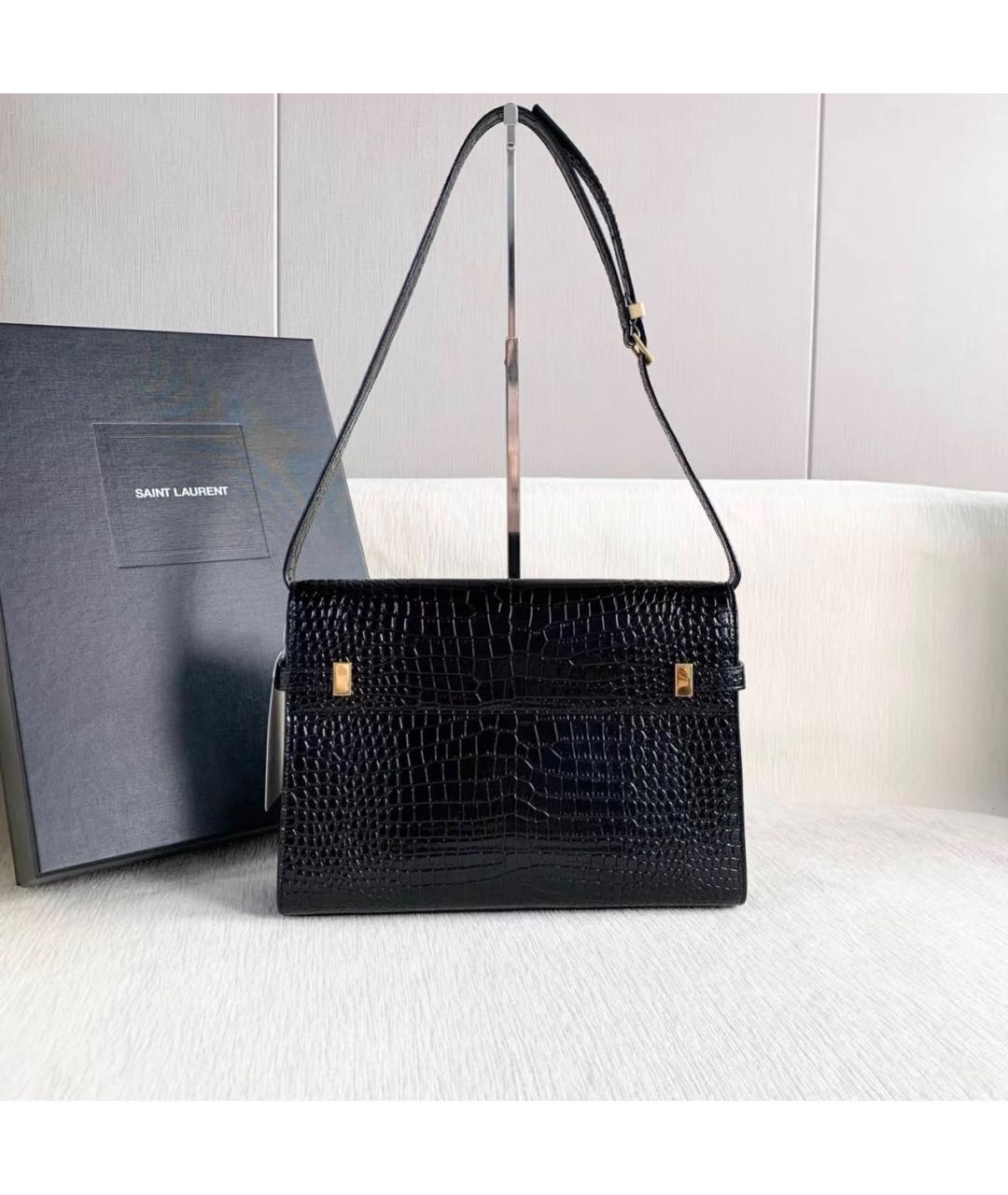 SAINT LAURENT Черная кожаная сумка через плечо, фото 2