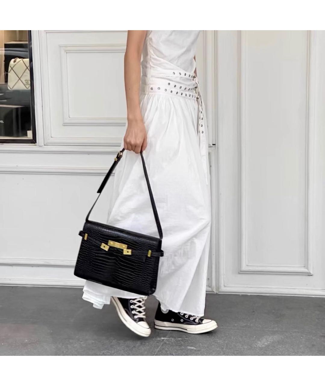 SAINT LAURENT Черная кожаная сумка через плечо, фото 7