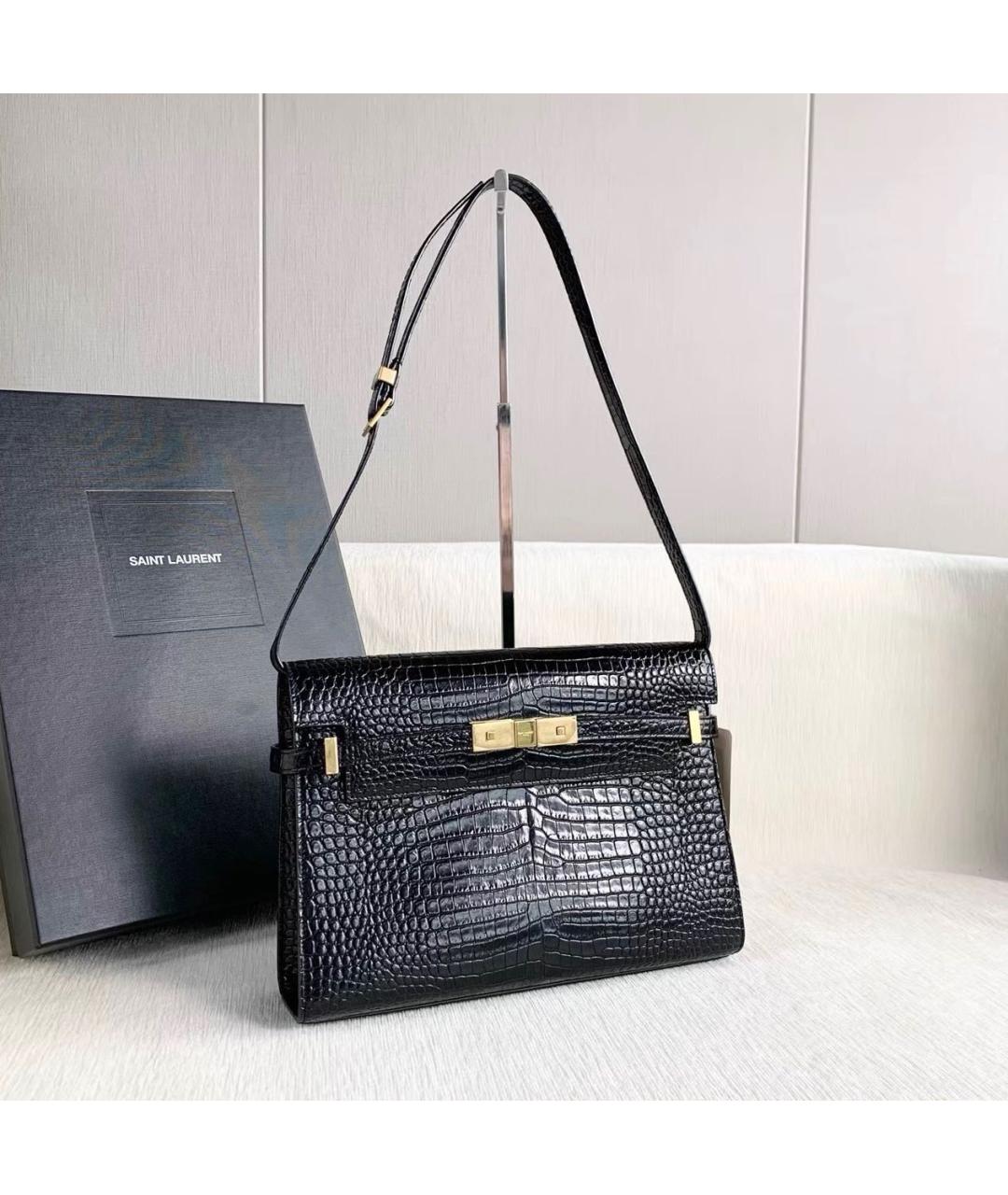SAINT LAURENT Черная кожаная сумка через плечо, фото 3