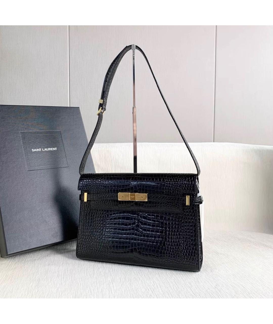 SAINT LAURENT Черная кожаная сумка через плечо, фото 5