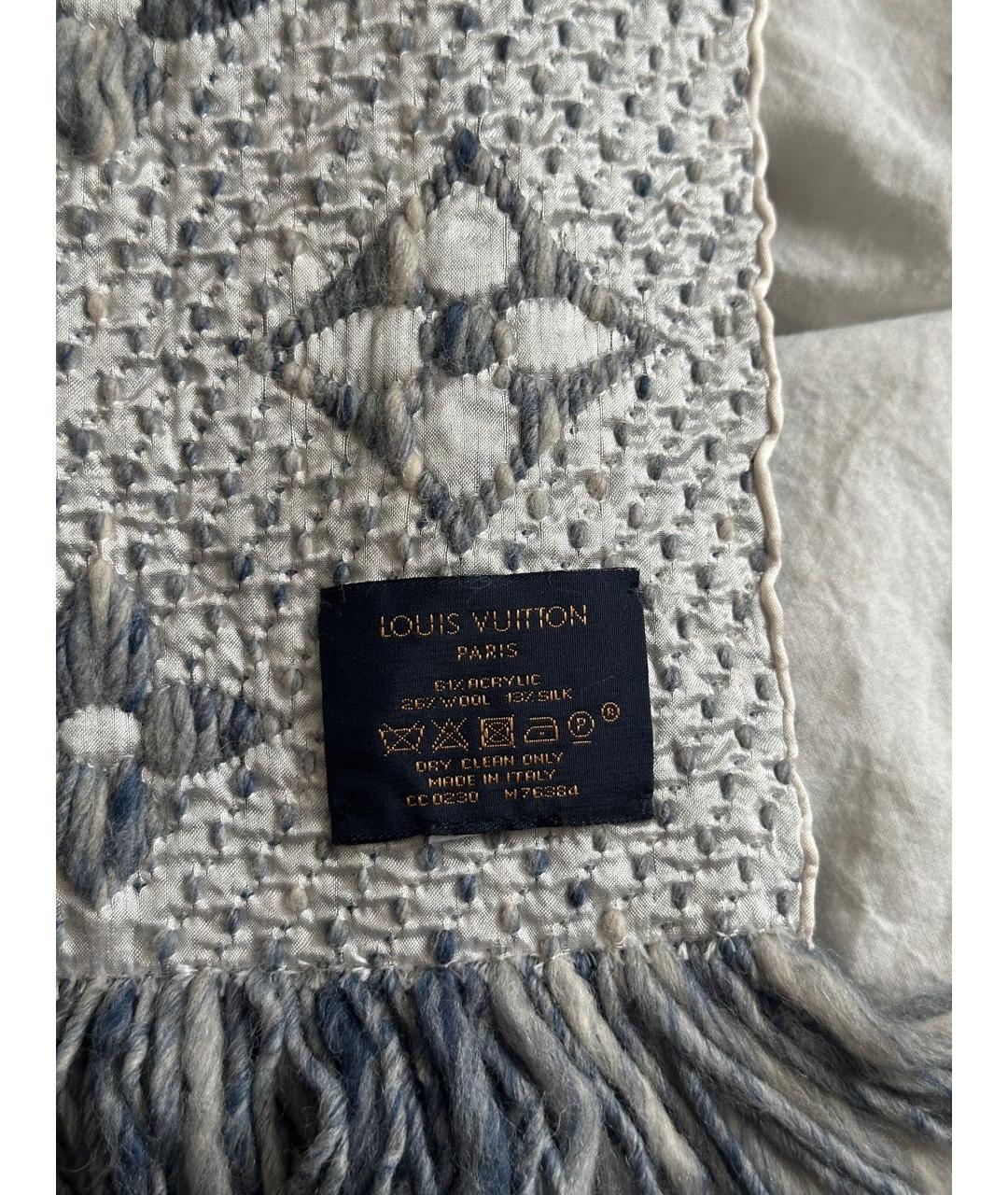 LOUIS VUITTON Голубой шерстяной шарф, фото 3
