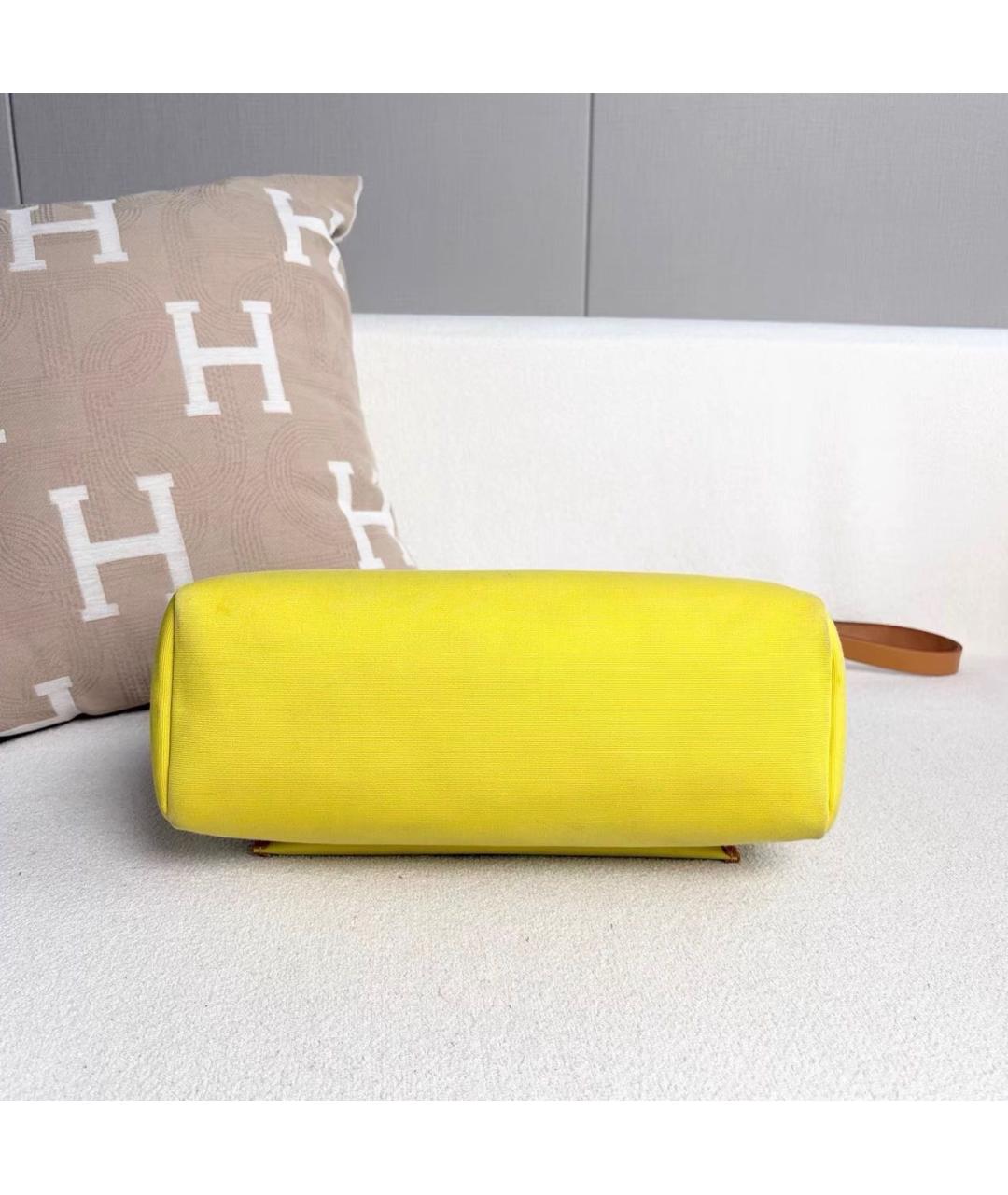 HERMES Желтая тканевая сумка через плечо, фото 5