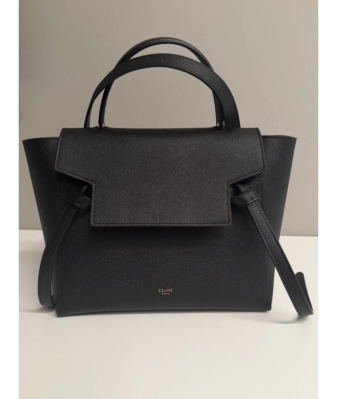 CELINE Черная кожаная сумка с короткими ручками, фото 6