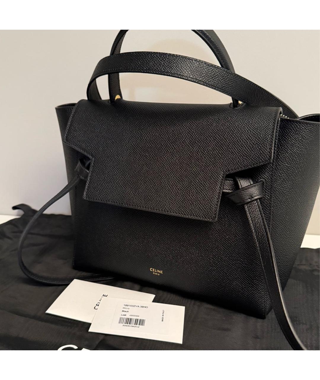 CELINE Черная кожаная сумка с короткими ручками, фото 5