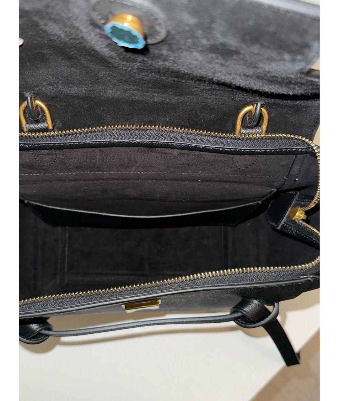 CELINE Черная кожаная сумка с короткими ручками, фото 4