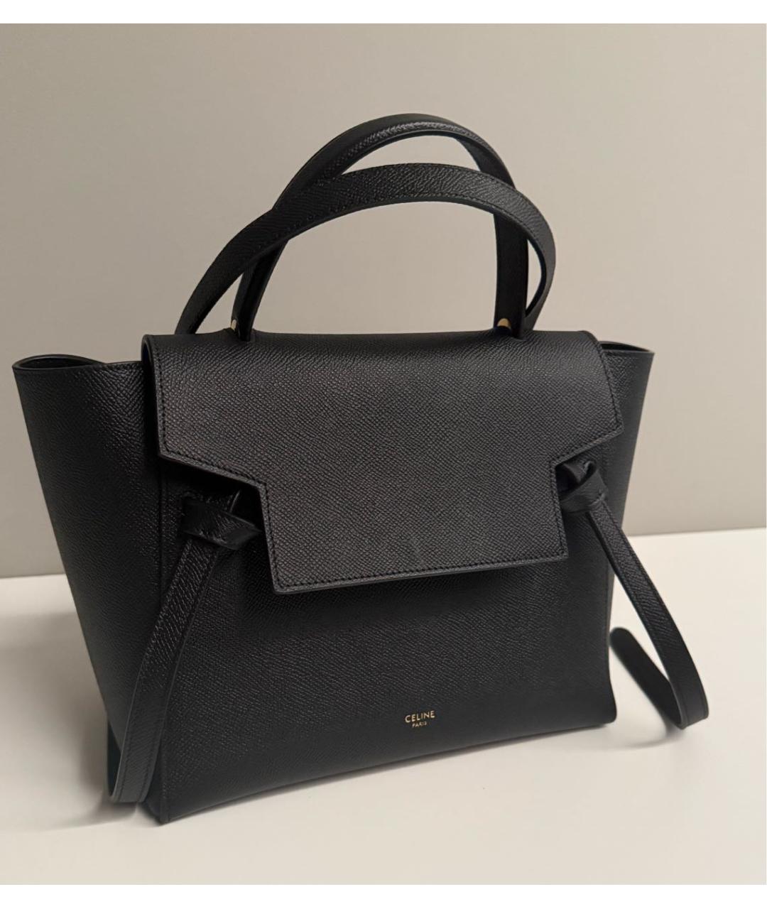 CELINE Черная кожаная сумка с короткими ручками, фото 2