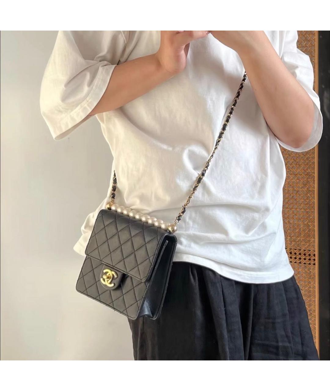 CHANEL Черная кожаная сумка через плечо, фото 8