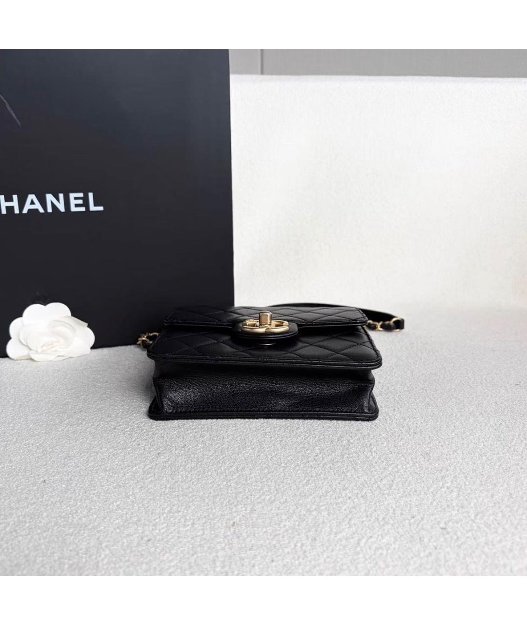CHANEL Черная кожаная сумка через плечо, фото 5