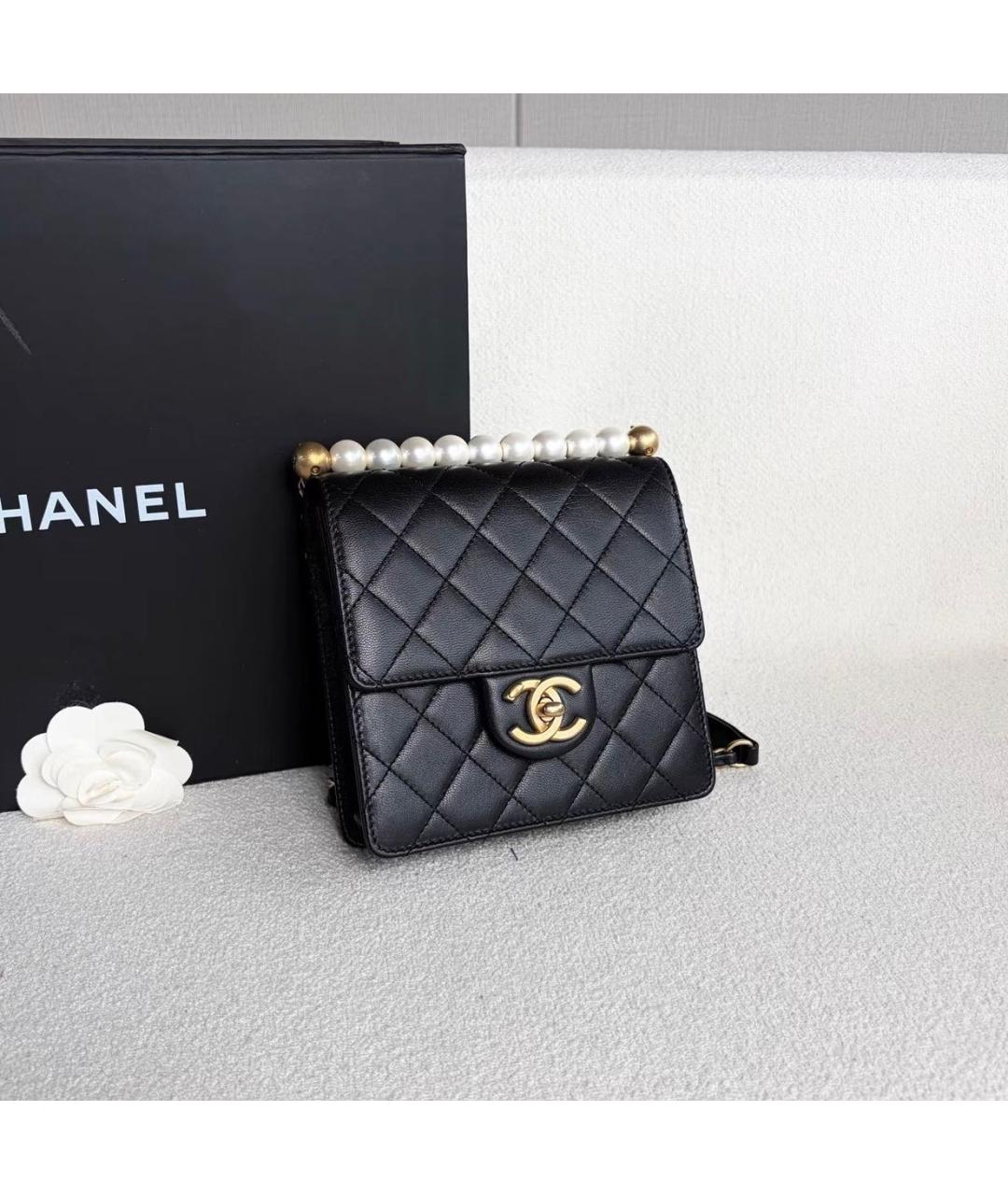 CHANEL Черная кожаная сумка через плечо, фото 6