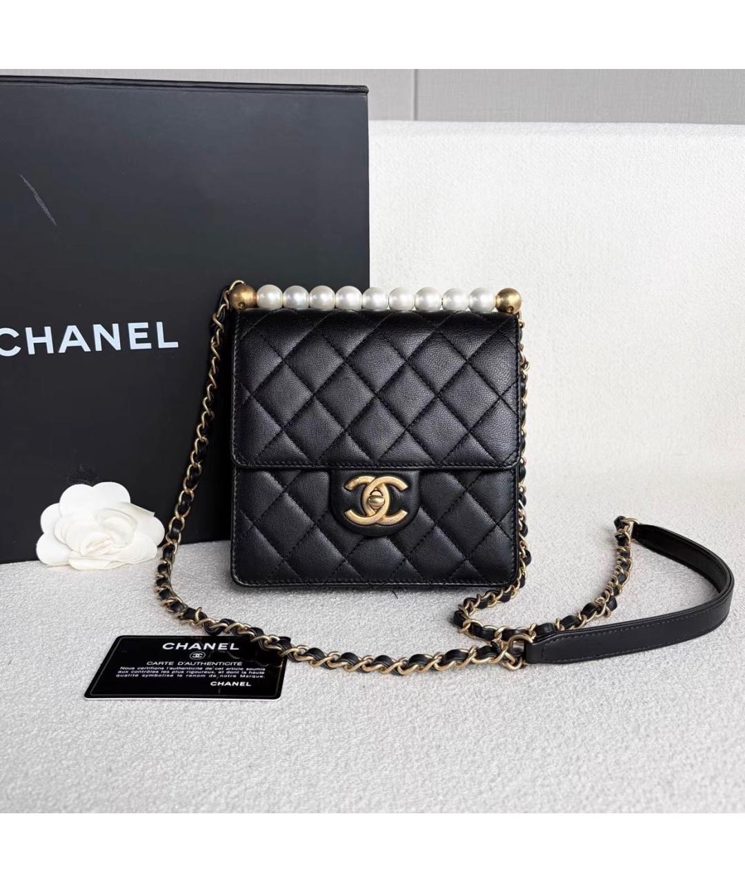 CHANEL Черная кожаная сумка через плечо, фото 2