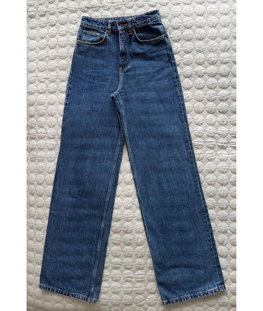 12 STOREEZ Темно-синие хлопковые прямые джинсы, фото 5