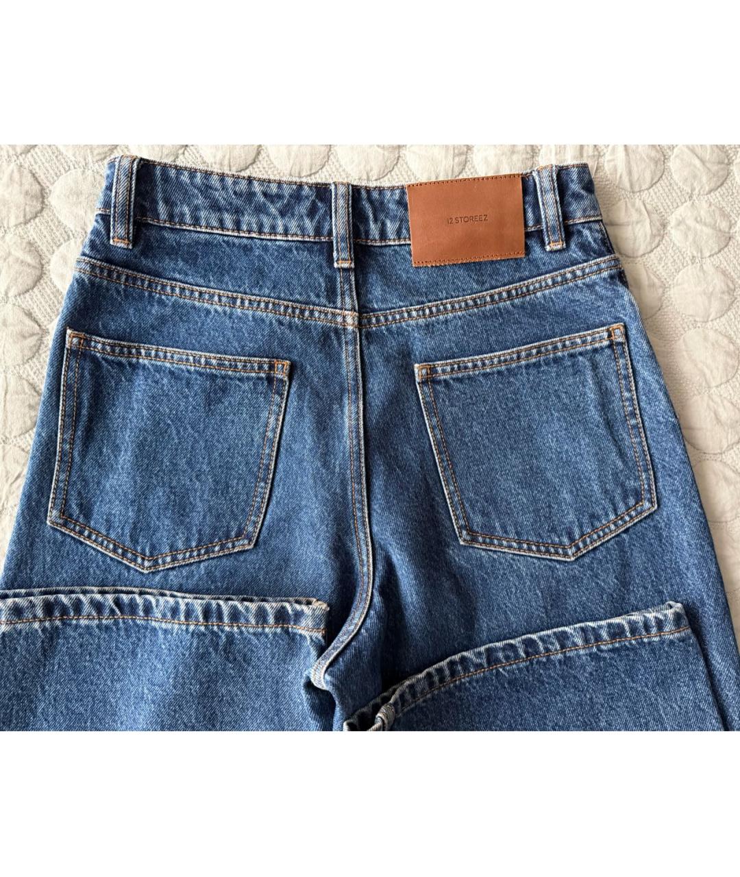 12 STOREEZ Темно-синие хлопковые прямые джинсы, фото 4
