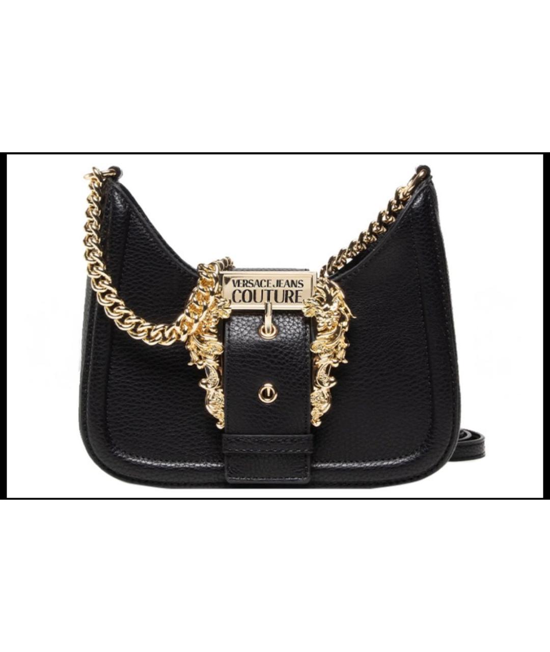 VERSACE JEANS COUTURE Черная кожаная сумка через плечо, фото 8